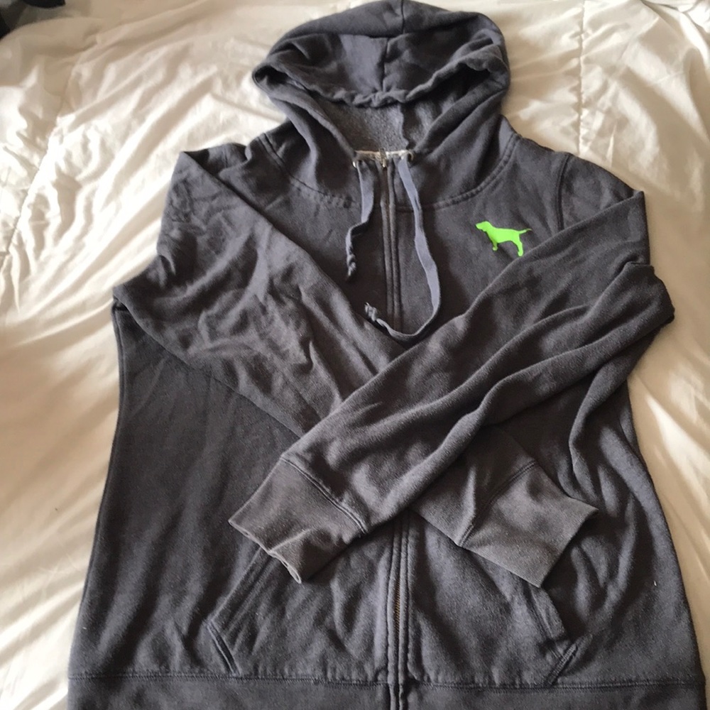 Gray PINK full zip sweatshirt